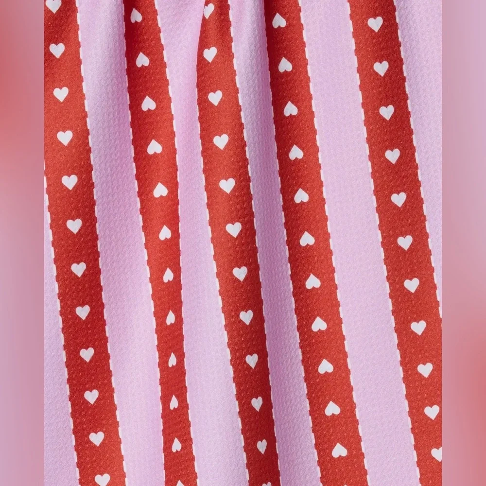 Geometry Kitchen Tea Towel Ribbon Hearts